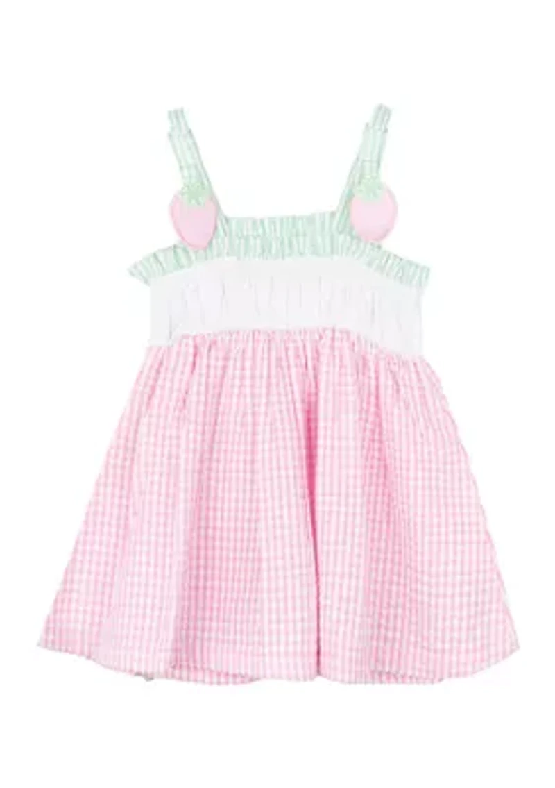 Girls 4-6x Sleeveless Strawberry Seersucker Dress