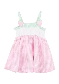 Girls 4-6x Sleeveless Strawberry Seersucker Dress