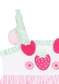 Girls 4-6x Sleeveless Strawberry Seersucker Dress