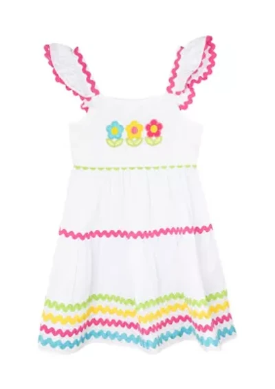 Girls 4-6x Embroidered Tiered Seersucker Dress
