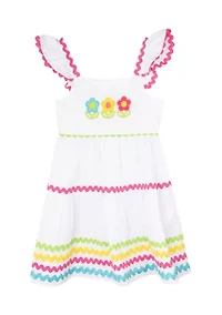 Girls 4-6x Embroidered Tiered Seersucker Dress