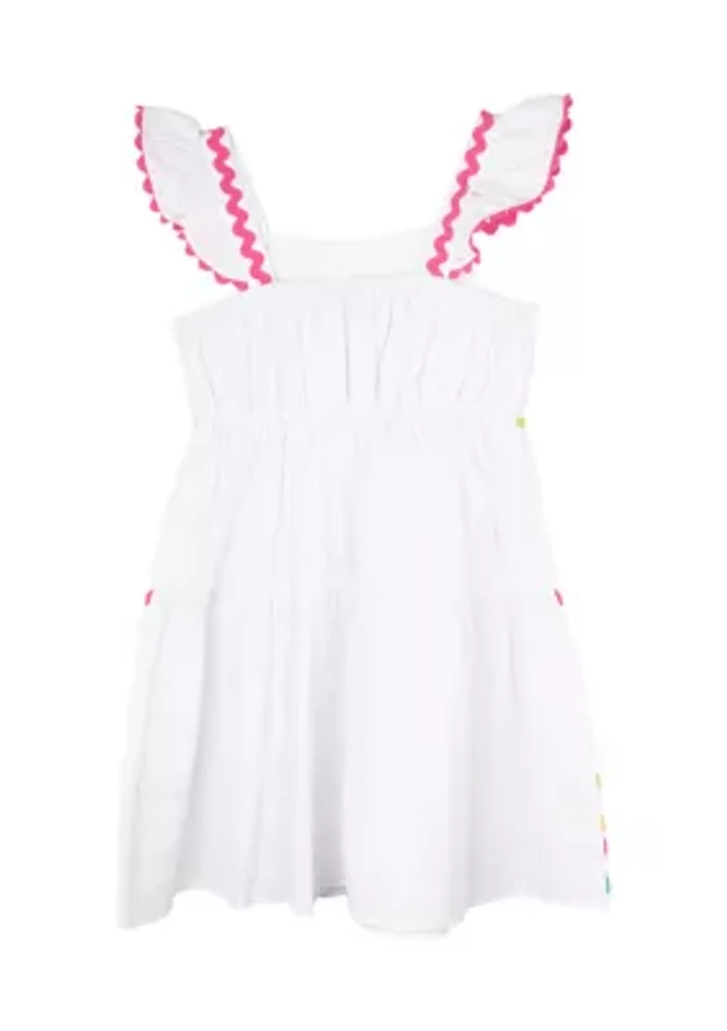 Girls 4-6x Embroidered Tiered Seersucker Dress