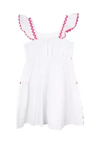 Girls 4-6x Embroidered Tiered Seersucker Dress