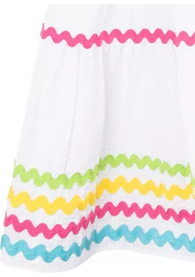 Girls 4-6x Embroidered Tiered Seersucker Dress