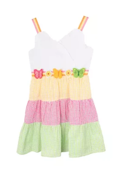 Girls 4-6x Mix Tiered Seersucker Dress