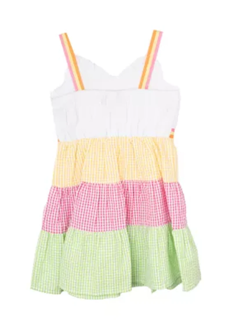 Girls 4-6x Mix Tiered Seersucker Dress