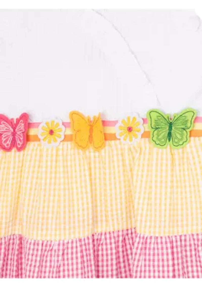 Girls 4-6x Mix Tiered Seersucker Dress