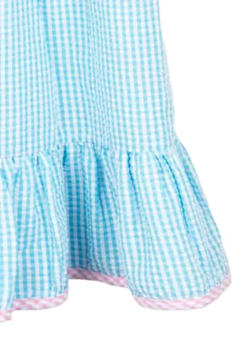 Girls 4-6x Printed Seersucker Maxi Dress