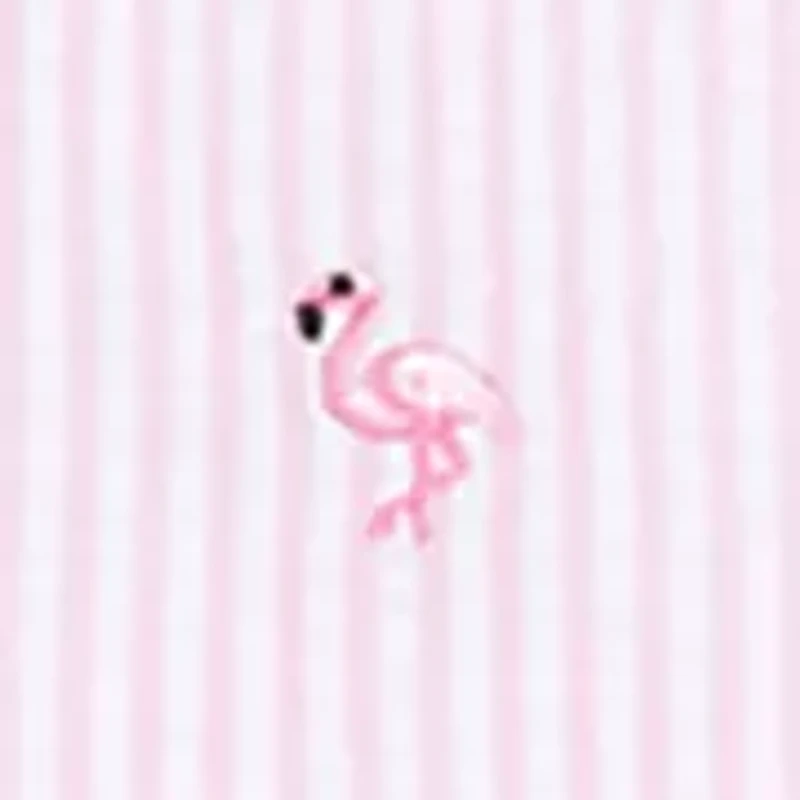 Girls 4-6x Flamingo Appliqué Seersucker Maxi Dress with Bag