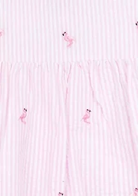 Girls 4-6x Flamingo Appliqué Seersucker Maxi Dress with Bag