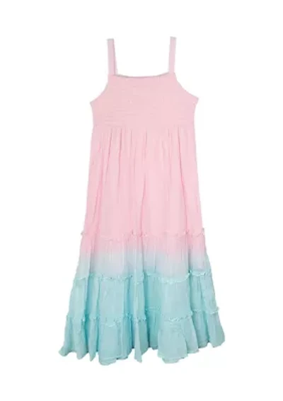 Girls 4-6x Dip Dye Tiered Gauze Maxi Dress