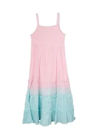 Girls 4-6x Dip Dye Tiered Gauze Maxi Dress