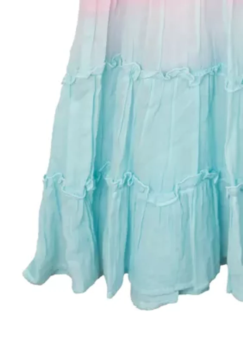 Girls 4-6x Dip Dye Tiered Gauze Maxi Dress