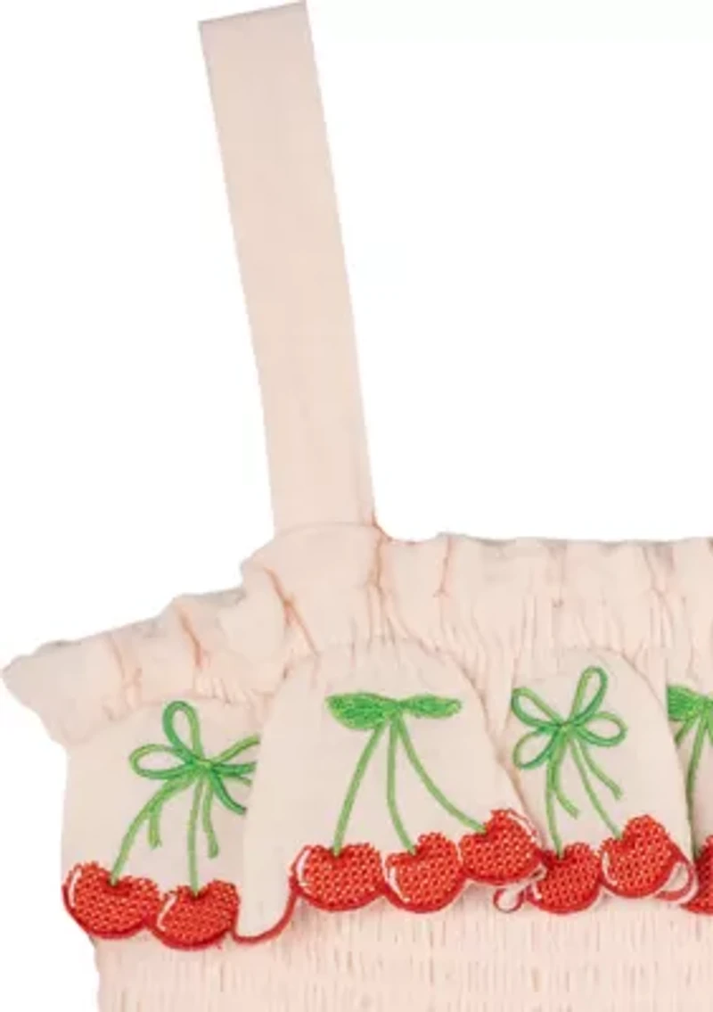 Girls 4-6x Cherry Gauze Romper