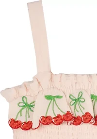 Girls 4-6x Cherry Gauze Romper