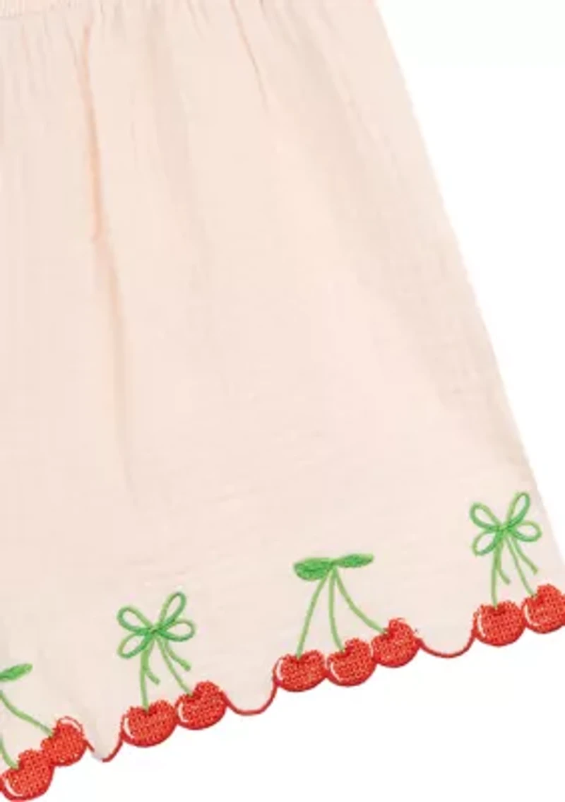 Girls 4-6x Cherry Gauze Romper