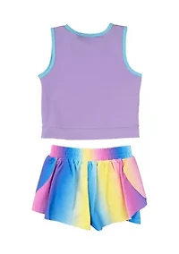 Girls 4-6x Ice Cream Top and Rainbow Shorts Set