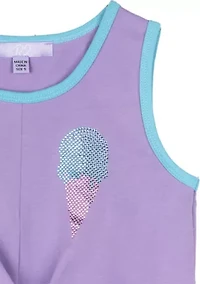 Girls 4-6x Ice Cream Top and Rainbow Shorts Set