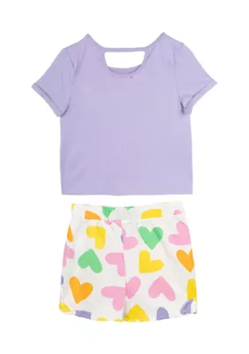 Girls 4-6x Happy Face Heart Graphic T-Shirt and Printed Shorts Set