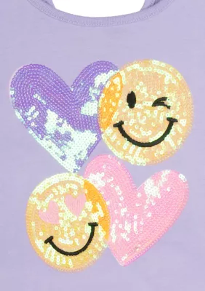 Girls 4-6x Happy Face Heart Graphic T-Shirt and Printed Shorts Set