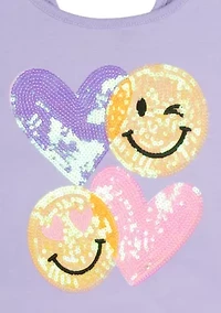 Girls 4-6x Happy Face Heart Graphic T-Shirt and Printed Shorts Set