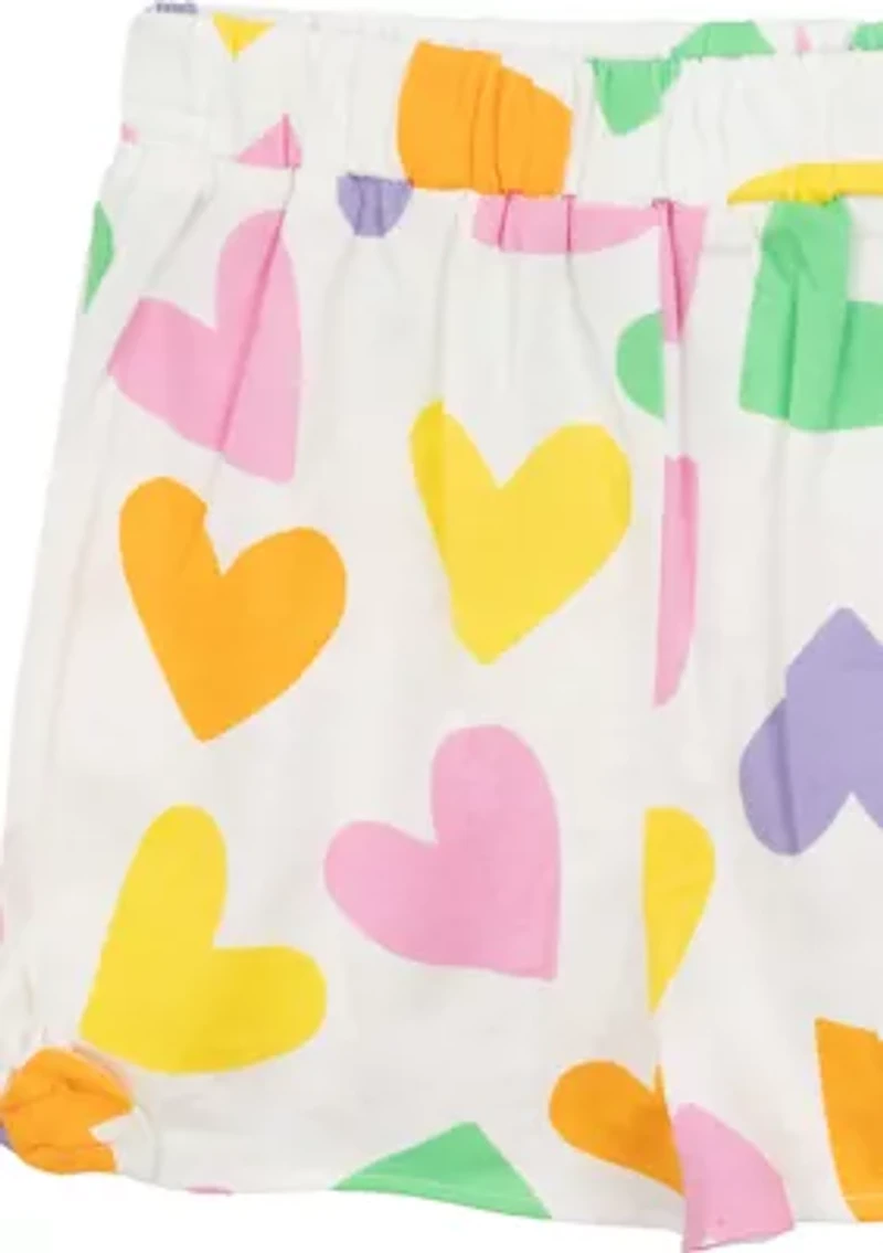 Girls 4-6x Happy Face Heart Graphic T-Shirt and Printed Shorts Set