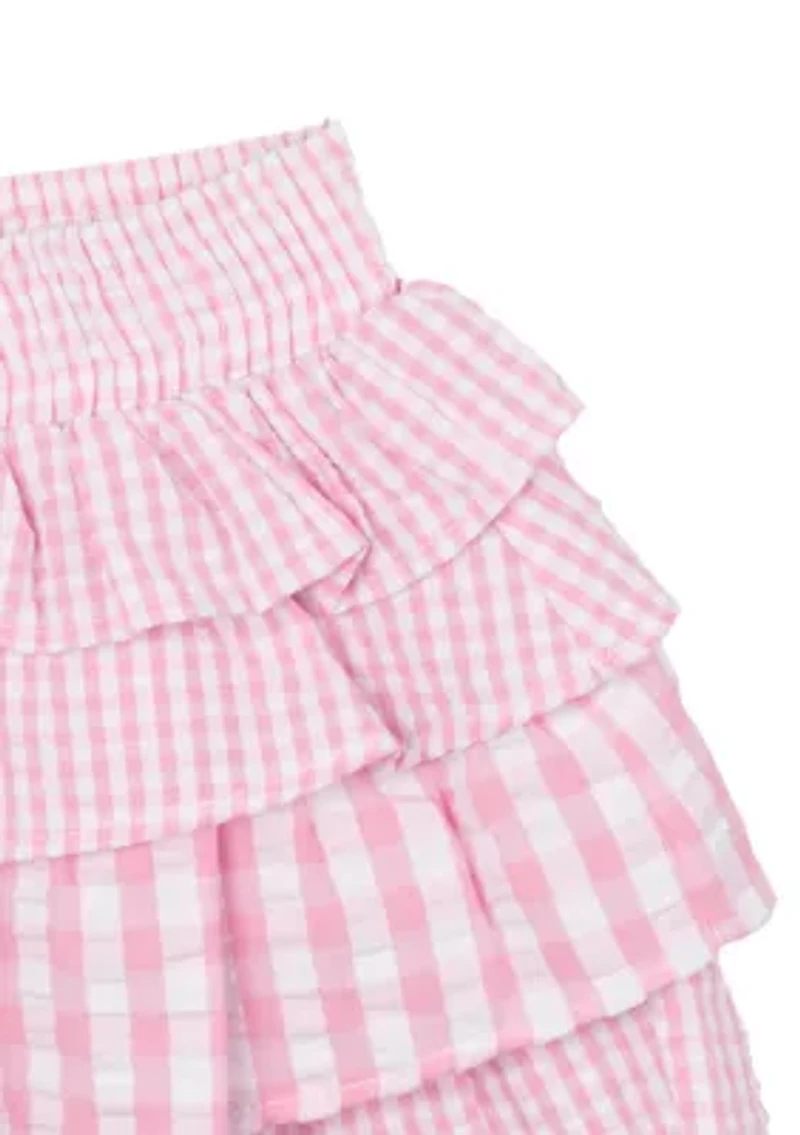 Girls 4-6x Eyelet Flutter Top and Ruffle Shorts Set