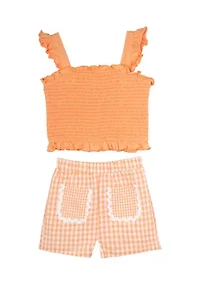 Girls 4-6x Smocked Top and Shorts Set