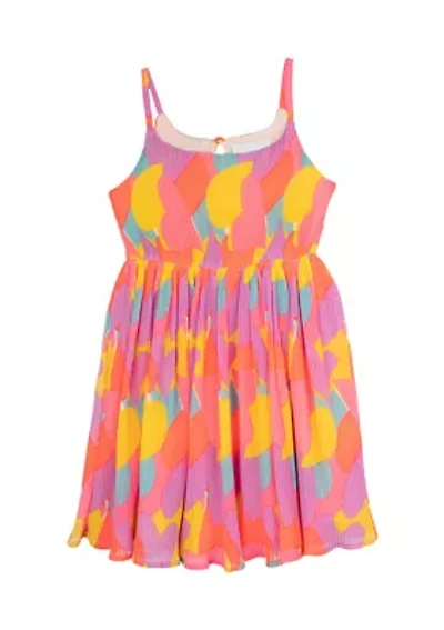 Girls 4-6x Pleated Printed Chiffon Dress