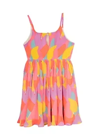 Girls 4-6x Pleated Printed Chiffon Dress