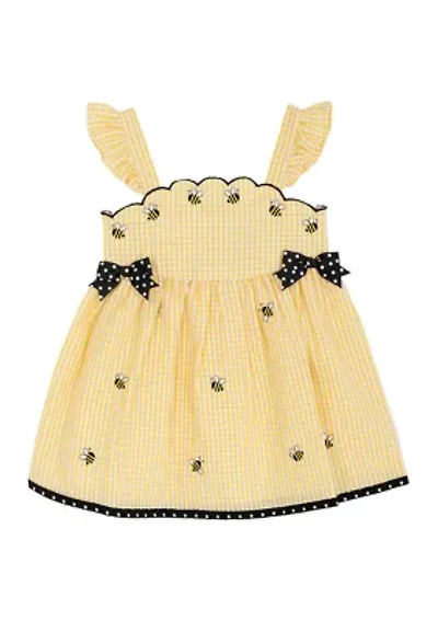 Girls 4-6x Bee Print Seersucker Dress