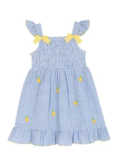 Girls 4-6x Lemon Seersucker Sundress