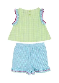 Girls 4-6 Flamingo Seersucker Shorts Set