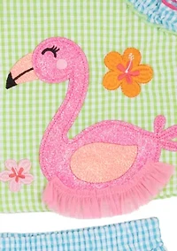 Girls 4-6 Flamingo Seersucker Shorts Set