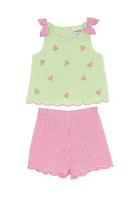 Girls 4-6 Watermelon Seersucker Shorts Set