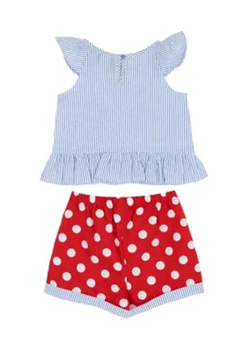 Girls 4-6x Cherry Print Seersucker Shirt and Shorts Set