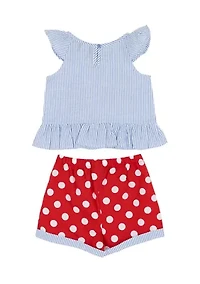 Girls 4-6x Cherry Print Seersucker Shirt and Shorts Set