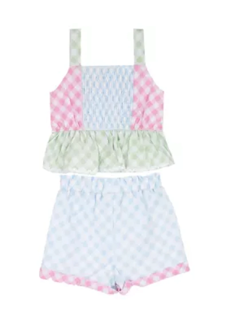 Girls 4-6 Multi-Gingham Shorts Set