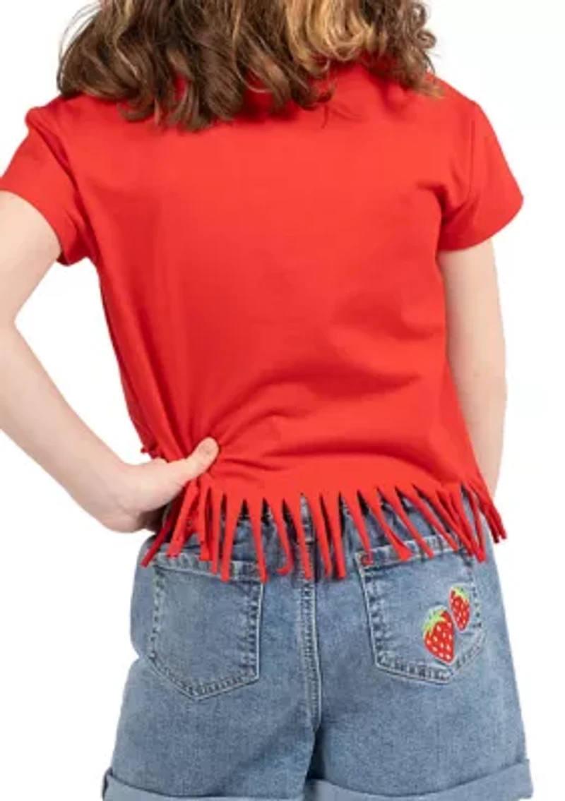 Girls 4-6x Strawberry Fringe Shirt and Shorts Set