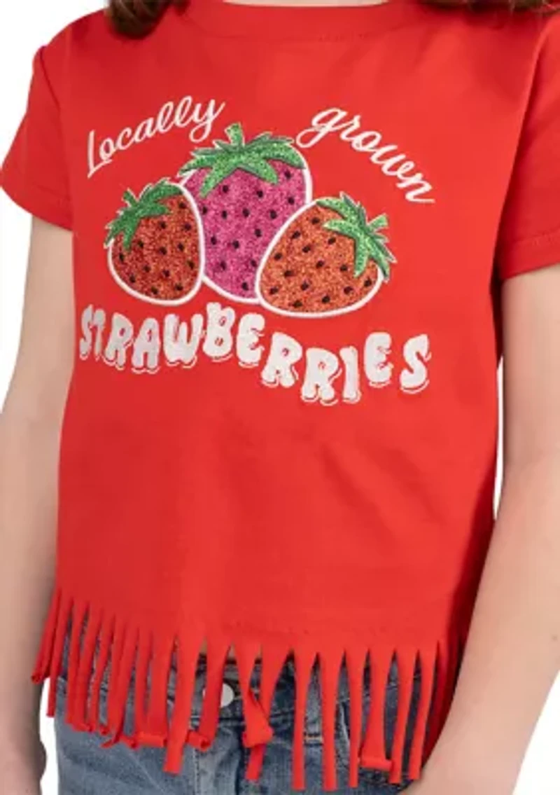 Girls 4-6x Strawberry Fringe Shirt and Shorts Set