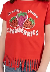 Girls 4-6x Strawberry Fringe Shirt and Shorts Set