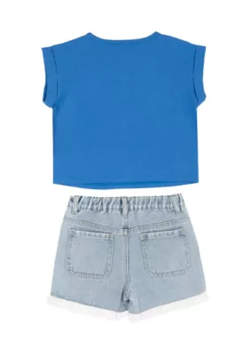 Girls 4-6x American Flag T-Shirt and Rope Shorts Set