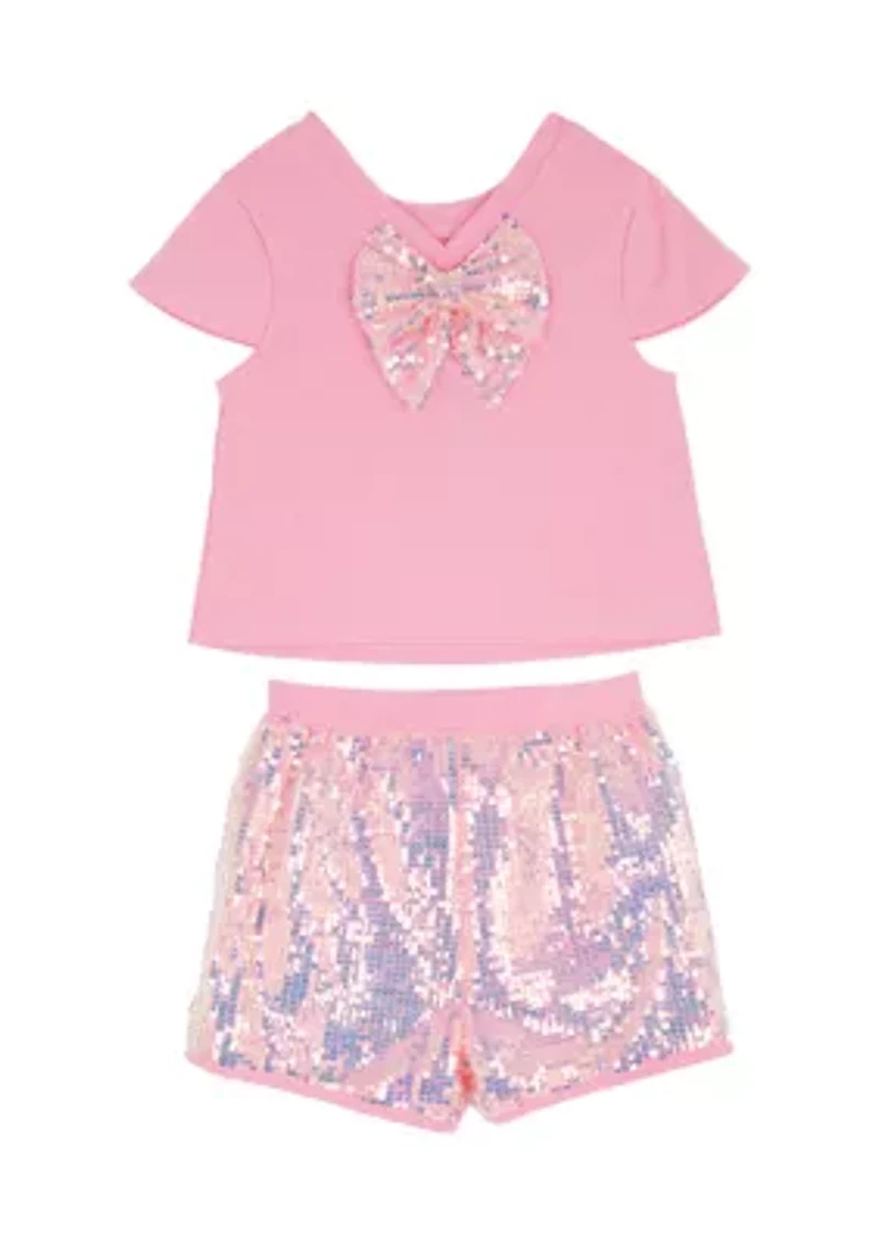Girls 4-6x Graphic T-Shirt and Sequin Shorts Set