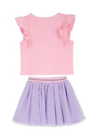 Girls 4-6x Appliqué Tank Top and Tulle Skort Set