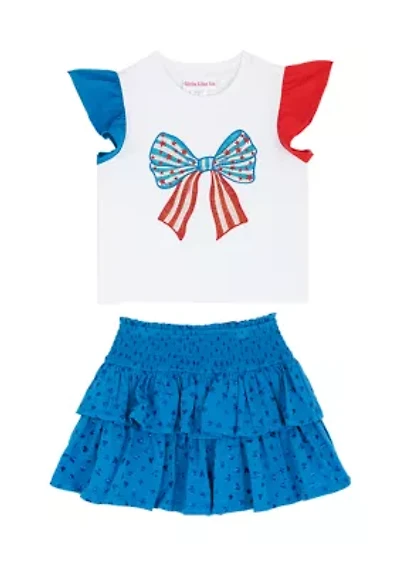 Girls Tiered Skirt and Top Set