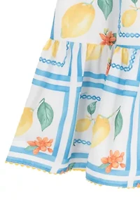 Girls 4-6x Flutter Sleeve Lemon Print Dress