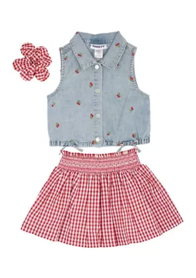 Girls 4-6 Gingham Skort Set