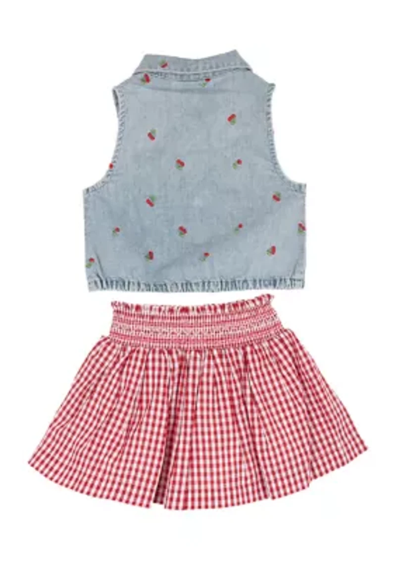 Girls 4-6 Gingham Skort Set