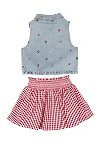 Girls 4-6 Gingham Skort Set