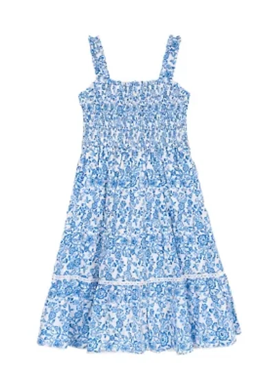Girls 4-6 Floral Smocked Tiered Dress